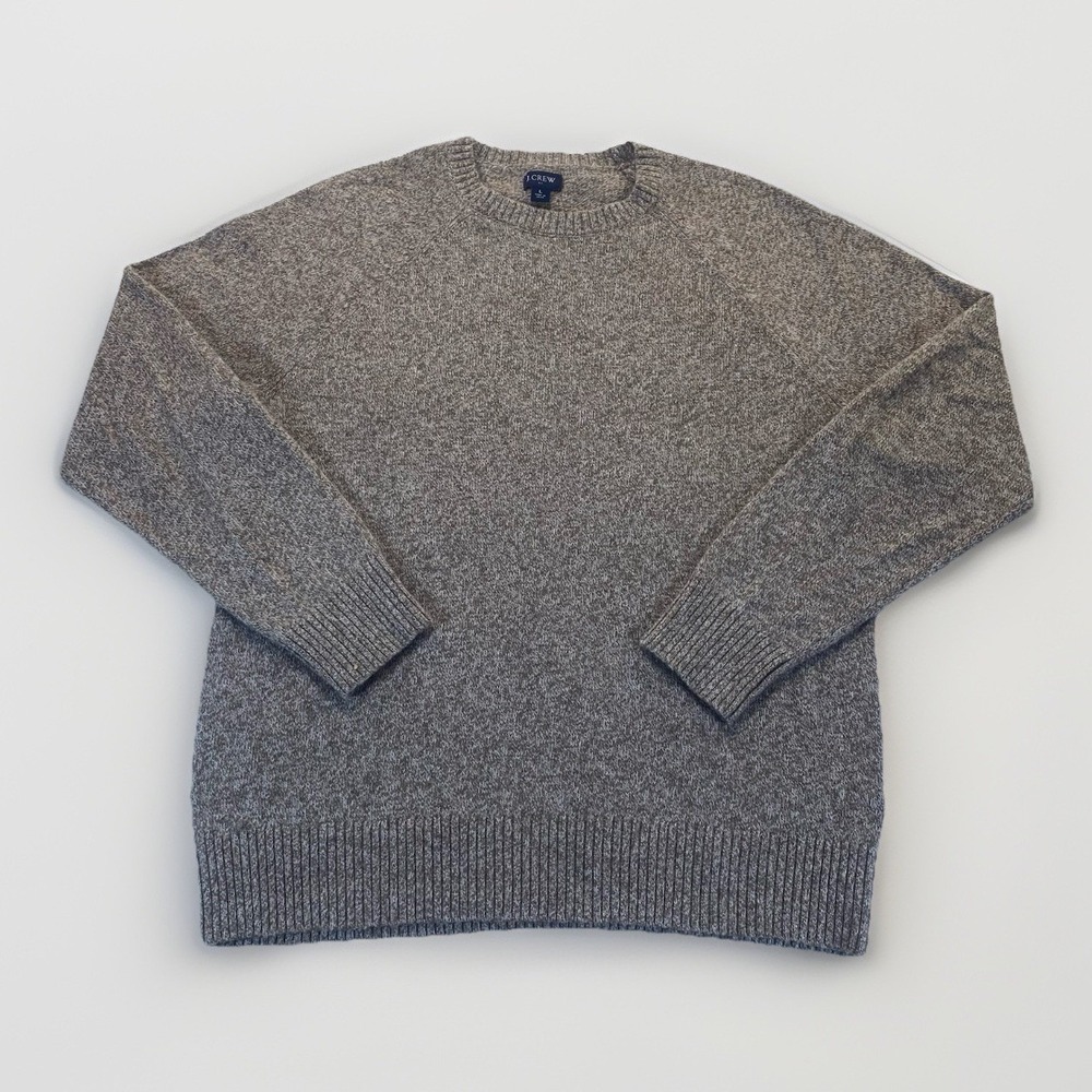 J CREW Crewneck Sweater Lambswool Blend Men's L Beige/Tan Pullover Preppy Dad